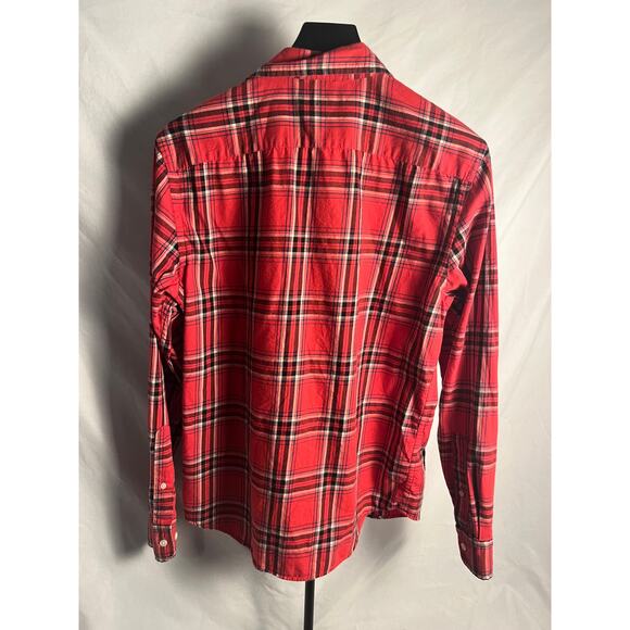 Banana Republic Red Plaid Flannel Shirt Men’s M Untucked Fit Soft Casual - Picture 3 of 6